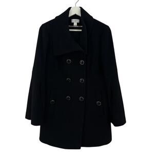 Ann Taylor LOFT Women’s Wool Blend Black Double Breasted Coat Size 8P